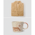 Imagem da oferta Kit roupão fleece com faixa e bolsos + caneca cerâmica Gisele 325ml multicor | Casa