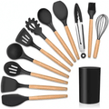 Imagem da oferta Kit 12 Utensílios de Cozinha Silicone Cabo de Madeira