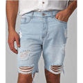 Imagem da oferta Bermuda Jeans Destroyed Denim Claro Masculina - Tam 36