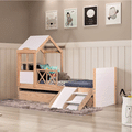 Imagem da oferta Bicama Solteiro Infantil Garden com Telhado e Kit Escadinha Natural/Branco - Casatema