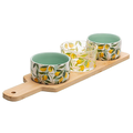 Imagem da oferta Conjunto 4 Peças para Servir Siciliano Bambu Lyor com 3 Petisqueiras e Bandeja para Molhos Petiscos Mesas Posta Charmos