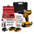 Imagem da oferta Parafusadeira Furadeira De Impacto 2 Baterias + Kit 46 Peças Amarelo 127220v 50hz60hz