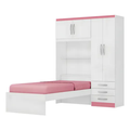 Imagem da oferta Guarda Roupa Infantil Menina Com Cama 4 Portas 3 Gavetas Espresso Móveis Brancopink