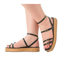 Imagem da oferta Sandália Flatform GiGil Com Fivelas Sola Cortiça Preto