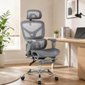 Imagem da oferta Cadeira Ergonômica de Malha Respirável para Escritório, Braços Ajustáveis, Suporte Lombar Regulável, Inclinação de 135 Graus para Home Office