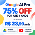 Imagem da oferta Plano Google AI Pro + YouTube Premium com 75% de Desconto por até 4 Anos