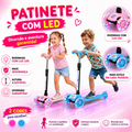 Imagem da oferta Patinete Dobrável Infantil 3 Rodas Com Led - Castela