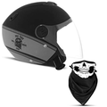Imagem da oferta Capacete Aberto Pro Tork New Atomic Skull Riders Hd Prata - Preto Fosco Tam. 58