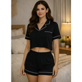 Imagem da oferta Pijama Feminino Cropped Com Vivo Conjunto De Dormir