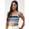 Imagem da oferta Top Tricot Zinco Ajustada Estampado Azul