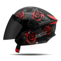 Imagem da oferta Capacete Aberto New Liberty Three Flowers Viseira Fumê VermelhoPreto 58