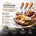 Imagem da oferta Kit Tábua De Frios E Queijos Grande Bambu 40cm + Jogo De Facas 4 Peças Petisqueira Para Servir Mesa Posta Gourmet
