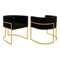 Imagem da oferta Kit 2 Poltronas Lua Betina Luxo Sala Veludo Confortável Escritório Mesa Dourado Ouro Preto