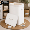 Imagem da oferta Cesto Bambu Com Tampa E Alça Para Roupa Suja Organizador 70l