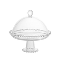 Prato de Cristal com Pé e Tampa WOLFF Linha Pearl | 20cm x 18cm