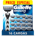 Imagem da oferta Gillette Mach3 Carga para Aparelho de Barbear Recarregável com 3 Lâminas Afiadas por Mais Tempo 16 Uds