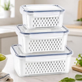 Imagem da oferta Kit com 3 Organizadores Geladeira com Tampas