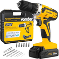 Imagem da oferta Vonder, Parafusadeirafuradeira A Bateria Pfv 238, 20v, Bivolt, Velocidade Variável, Com Maleta E Acessórios, Amarelo