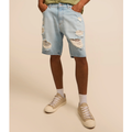Imagem da oferta Bermuda Slim em Jeans Denim Destroyed e Barra a Fio Preto - Lojas Renner