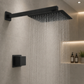 Imagem da oferta kit Chuveiro Inox Quadrado 20x20 Preto Articulado com Acabamento para Banheiro Piscina Área Externa
