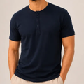 Imagem da oferta Camiseta Henley Masculina Slim Fit Algodão Manga Curta