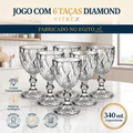 Imagem da oferta Jogo 6 Taças de Cristal 340ml Diamond Transparente Lapidado Vitrex