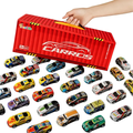 Imagem da oferta Kit 48 Mini Carrinhos De Fricção De Metal Com 2 Pistas Com Container Afortunado Imports