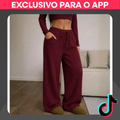 Imagem da oferta Calça Canelada Feminina Confortável de Cintura Alta - Casual e Elegante