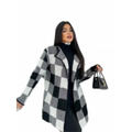 Imagem da oferta Casaco Xadrez Tricô Cardigan Inverno Manga Longa Feminino