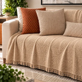 Imagem da oferta Manta Para Sofá 300 X 180 Super Grande Decorativa Luxuosa Areia Liso