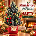 Imagem da oferta Mini Árvore de Natal 35cm Decorada Nevada para Mesa com Pinhas Frutas Vermelhas Vaso Vermelho Decoração Natalina