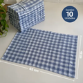 Imagem da oferta Kit 10 Pano De Chao Xadrez Azul 100 Algodao Limpeza 48x65 Cm