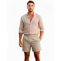 Imagem da oferta Bermuda Shorts Masculina Sandrini Linho Casual Elástico (BR Alfa GG Regular Regular Bege)