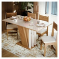 Imagem da oferta Mesa De Jantar Com 4 Cadeiras Estofadas Com Tampo Em Mdf Semelhante Vidro Para Cozinha Cor Mel Off Emilly