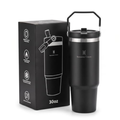Imagem da oferta Copo Térmico 900mL em Aço Inoxidável com Canudo Tampa e Alça (Preto)