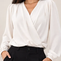 Imagem da oferta Camisa Cropped Duna Blusa Transpassada Manga Longa Dia A Dia