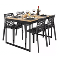 Imagem da oferta Set Mesa De Jantar 120x90 4 Cadeiras Sofisticado Industrial