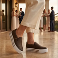 Imagem da oferta Tenis Feminino Via Marte Slip On Flatform Casual Moderno Dark Brown 37 Br