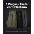 Imagem da oferta Kit 3 Calças Masculina Tactel Leve Bolso Zíper Premium Verde | Preto | Chumbo Lisa G