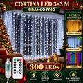 Imagem da oferta Pisca Cortina 300 Leds 3x3m Usb Ip44 8 Modos Iluminação Luzes Fada Decoração De Natal Festa Branco Frio Luvinco