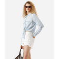 Imagem da oferta Camisa Feminina Manga Longa Listrada Azul
