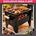 Imagem da oferta Churrasqueira Portátil a Carvão Desmontável com Grelha Inox 37x25x30cm para Camping Pra...