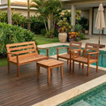 Imagem da oferta Conjunto Yescasa Jardim 1 Sofá 2 Poltronas E Mesa Madeira