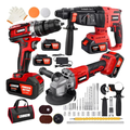 Imagem da oferta ALSONEW Kit Ferramentas Sem Fio 4 Modelos: Chave Impacto Furadeira Catraca Martelete Esmerilhadeira