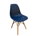 Imagem da oferta Cadeira Eames Colméia Base Madeira Azul Petróleo Vestcasa