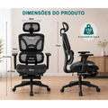 Imagem da oferta Cadeira Presidente Ergonomica Escritorio Mesh Reclinavel Com Apoio De Pes Retratil E Apoio De Cabeça
