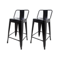 Imagem da oferta Conjunto 2 Banquetas Médias 61cm Com Encosto Para Cozinha Bar Bancada Balcão Tolix Iron Industrial Preto