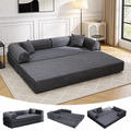 Imagem da oferta Sofá Cama Modular de Veludo Cotelê Cinza p 3 Pessoas Com Espuma de Alta Densidade e Capa Removível