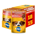 Imagem da oferta Pack Ração Úmida Pedigree Sachê Carne ao Molho - 18 uni.