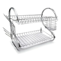 Imagem da oferta Vittak Escorredor Duplo De Louça Para 14 Pratos Talheres Com Bandeja Inox Cozinha Prateado